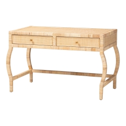 bali & pari Dalida Natural Rattan Writing Desk with Two Drawers